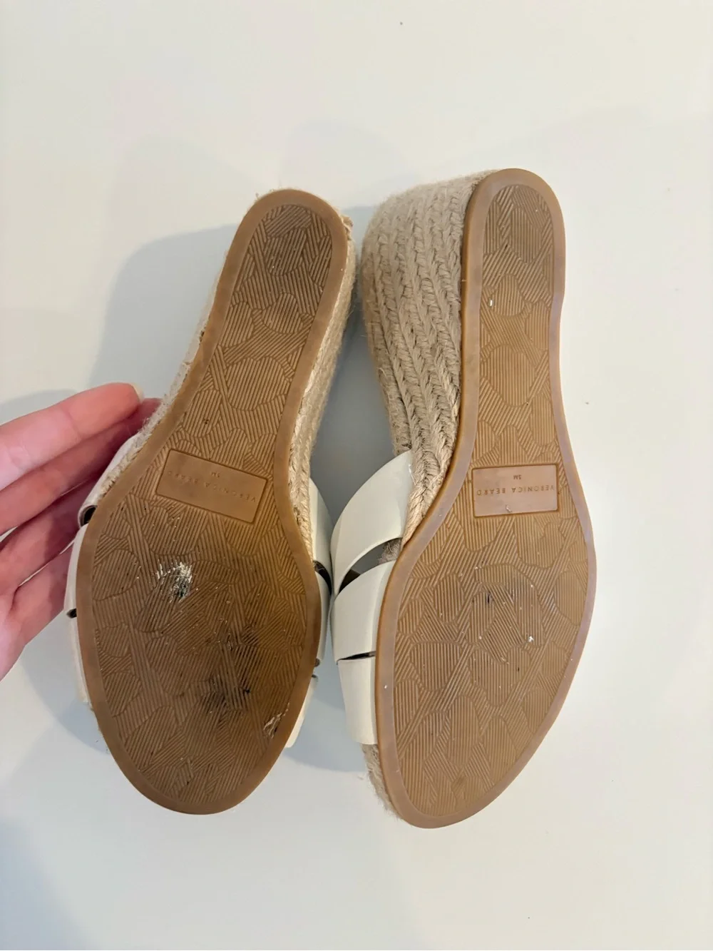 Veronica Beard || Ivy Woven Wedge Espadrille Sandals White Tan 5